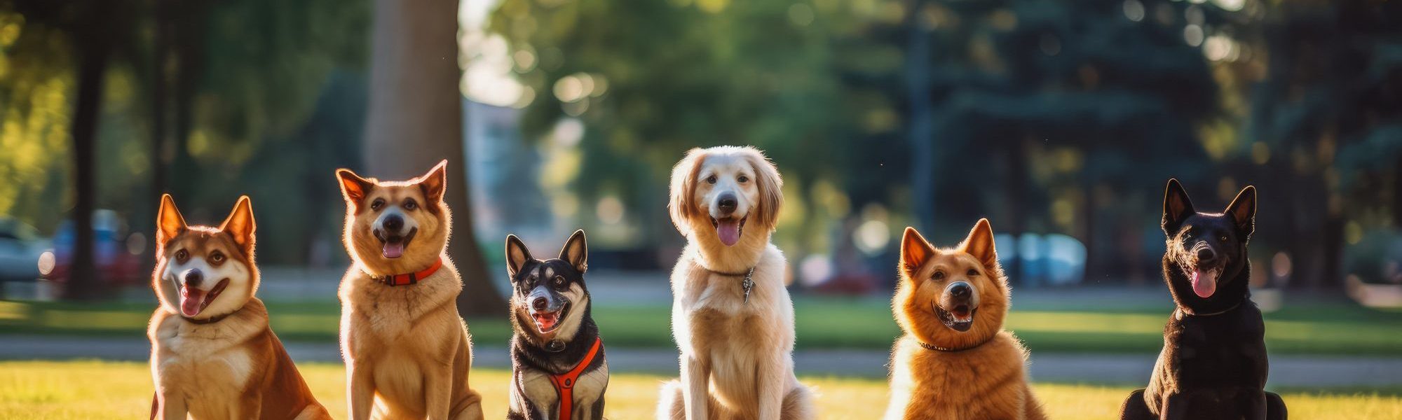 Dog training season at the park on a sunny day, outside recreation with your dog